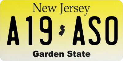 NJ license plate A19ASO