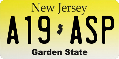 NJ license plate A19ASP