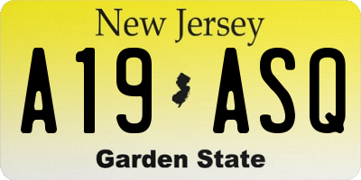 NJ license plate A19ASQ