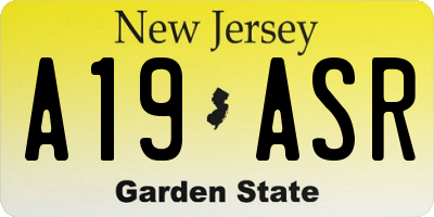 NJ license plate A19ASR