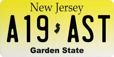 NJ license plate A19AST