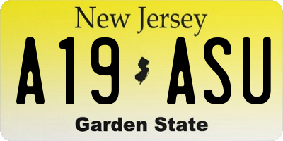 NJ license plate A19ASU