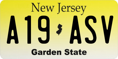 NJ license plate A19ASV