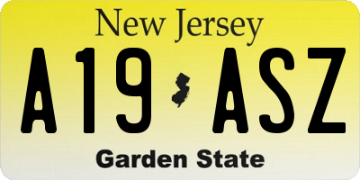 NJ license plate A19ASZ