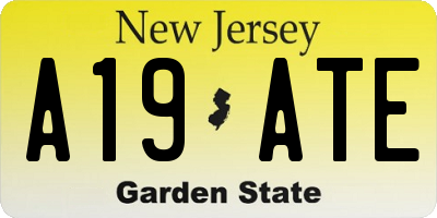 NJ license plate A19ATE