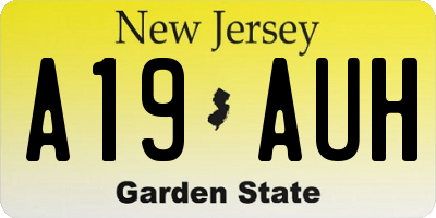 NJ license plate A19AUH