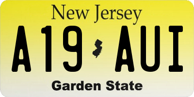 NJ license plate A19AUI