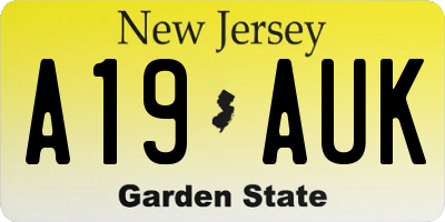 NJ license plate A19AUK