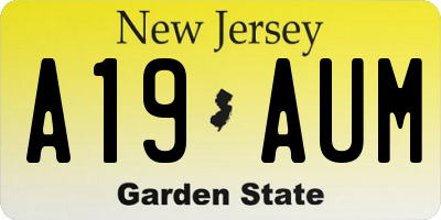 NJ license plate A19AUM