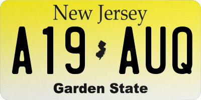 NJ license plate A19AUQ