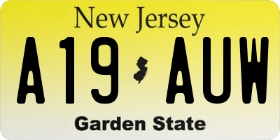 NJ license plate A19AUW
