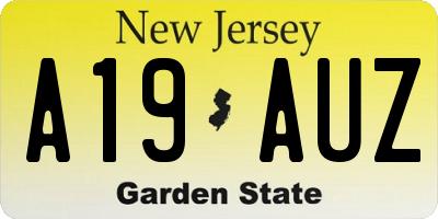 NJ license plate A19AUZ