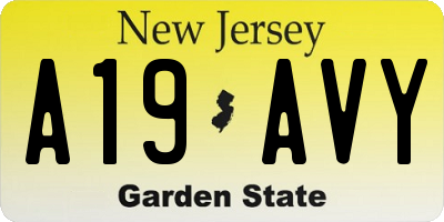 NJ license plate A19AVY