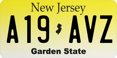 NJ license plate A19AVZ