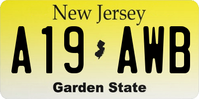 NJ license plate A19AWB