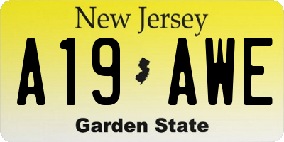 NJ license plate A19AWE