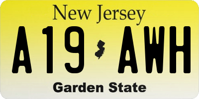 NJ license plate A19AWH