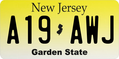 NJ license plate A19AWJ