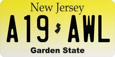 NJ license plate A19AWL