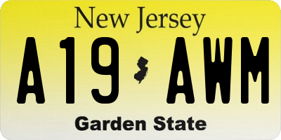 NJ license plate A19AWM