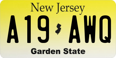 NJ license plate A19AWQ