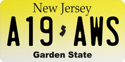 NJ license plate A19AWS