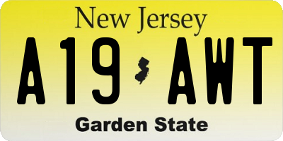 NJ license plate A19AWT