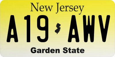 NJ license plate A19AWV