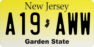 NJ license plate A19AWW