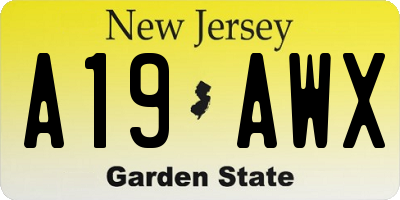 NJ license plate A19AWX