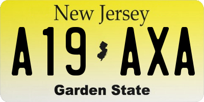 NJ license plate A19AXA