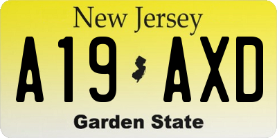 NJ license plate A19AXD
