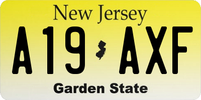 NJ license plate A19AXF