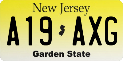 NJ license plate A19AXG
