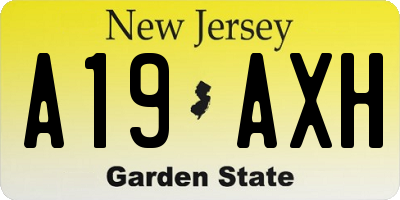 NJ license plate A19AXH
