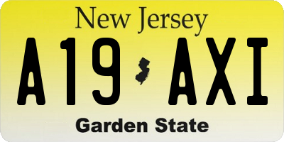 NJ license plate A19AXI