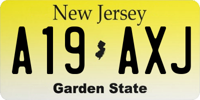 NJ license plate A19AXJ