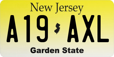 NJ license plate A19AXL