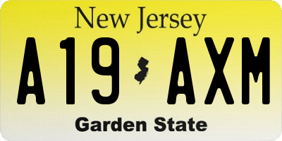 NJ license plate A19AXM