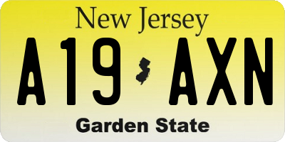 NJ license plate A19AXN
