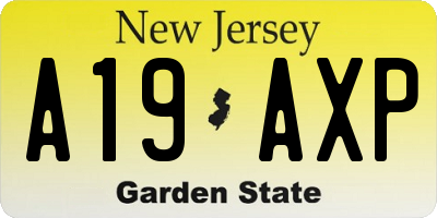NJ license plate A19AXP