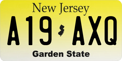 NJ license plate A19AXQ