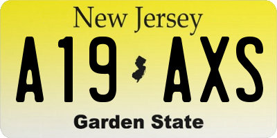 NJ license plate A19AXS