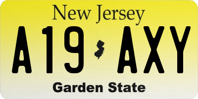 NJ license plate A19AXY