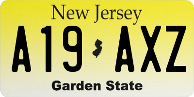 NJ license plate A19AXZ