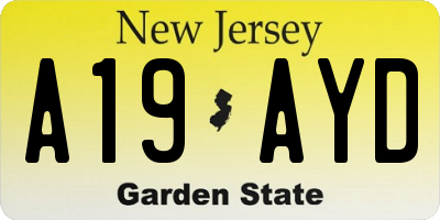 NJ license plate A19AYD