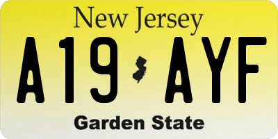 NJ license plate A19AYF