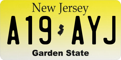 NJ license plate A19AYJ