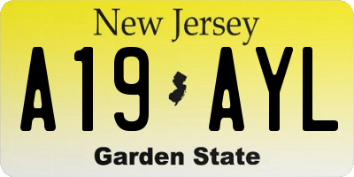 NJ license plate A19AYL