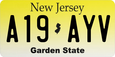 NJ license plate A19AYV